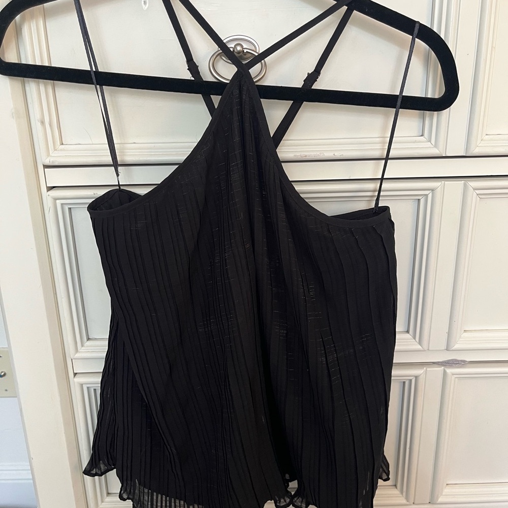 Classy black pleated tank top